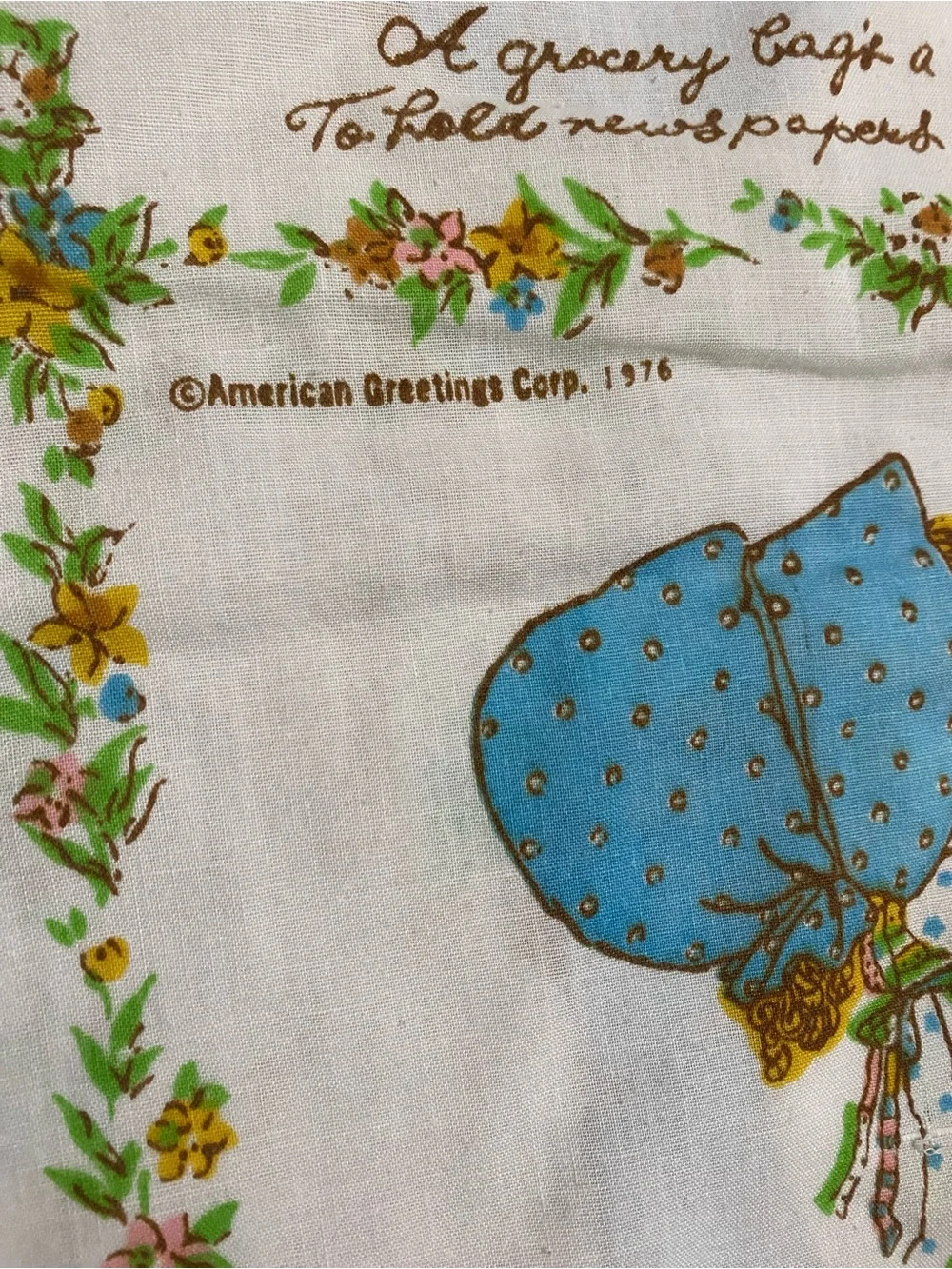 Vintage 1970 Holly Hobbie American Greetings Sunbonnet Girls Twin Flat Sheet